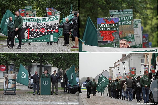 Collage von Bildern einer Demonstration der Partei "der dritte Weg"