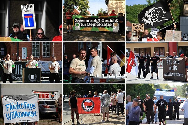 Collage mit Bildern einer Demonstration der Partei "der dritte Weg".